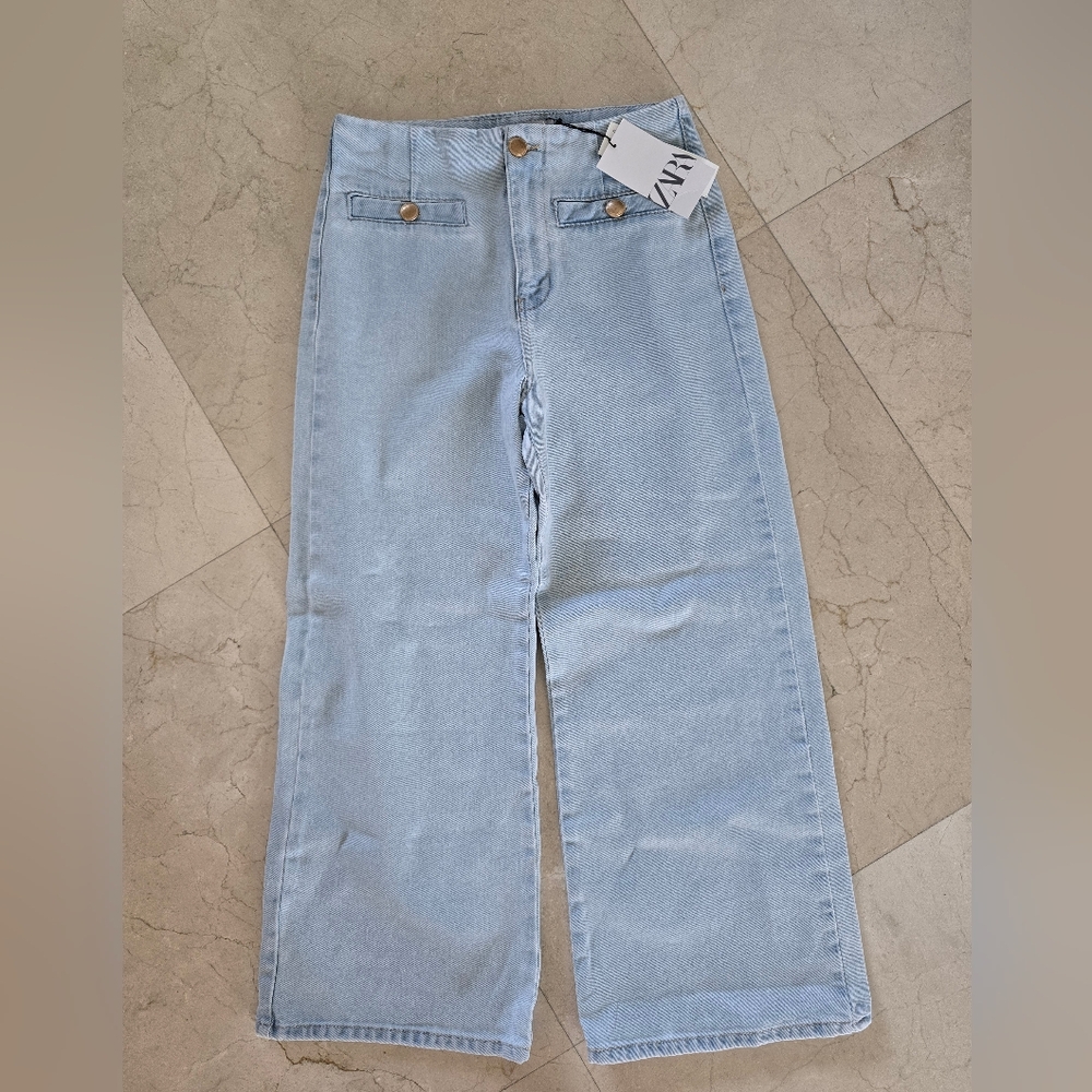 Zara Light Blue Sailor Wide-Leg Jeans